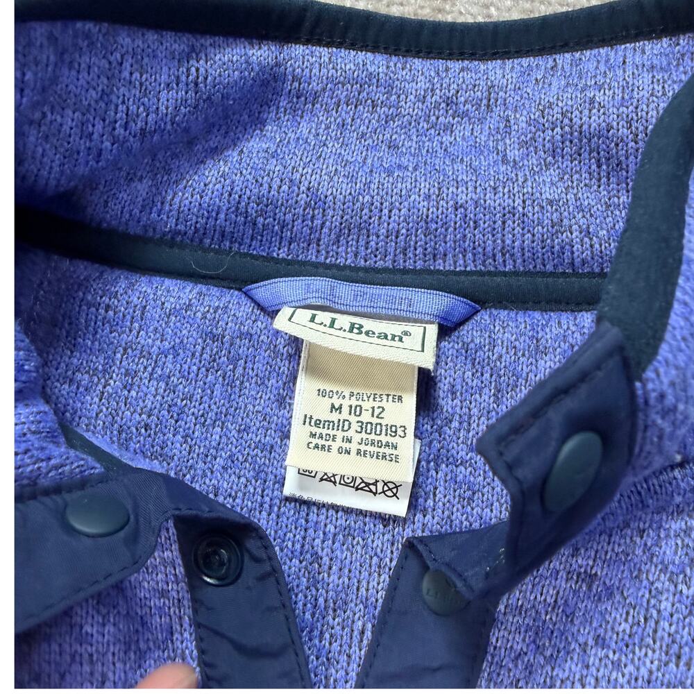 L.L. Bean Kids Sweater Fleece Pullover Purple Heather Size M 10-12 Item 300193 - Picture 4 of 5